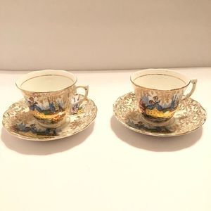 Two Colclough Crinoline Lady Teacup and Saucer